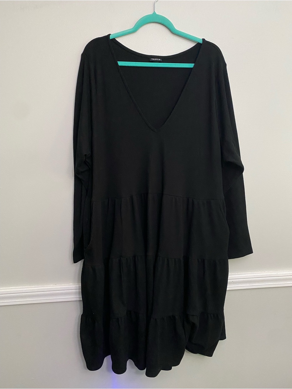 Torrid Black Waffle V Neck Dress - 4